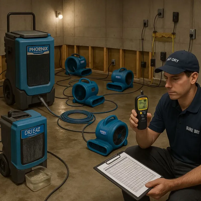 Structural Drying and Dehumidification process in Walkertown, NC